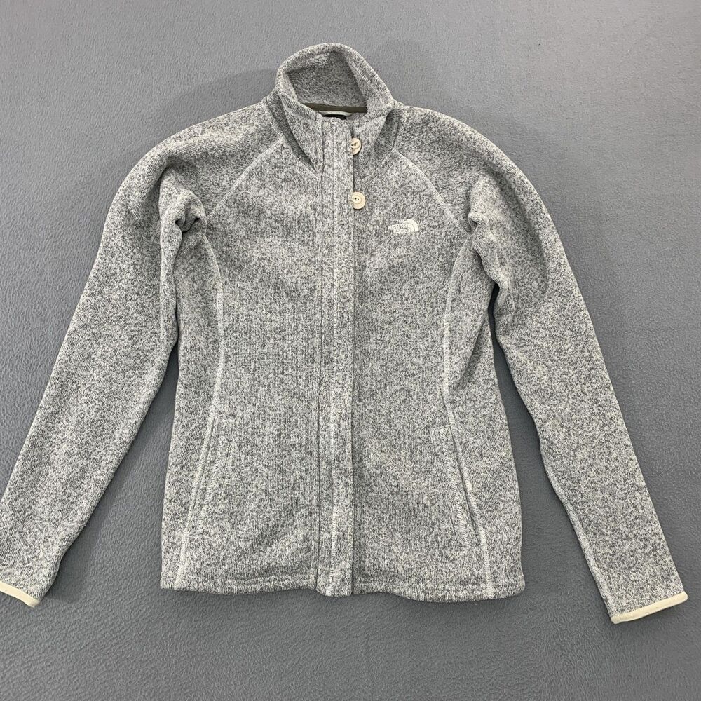 The North Face Fleece Jacket Womens Medium Gray Full Zip Knit Lined Pockets